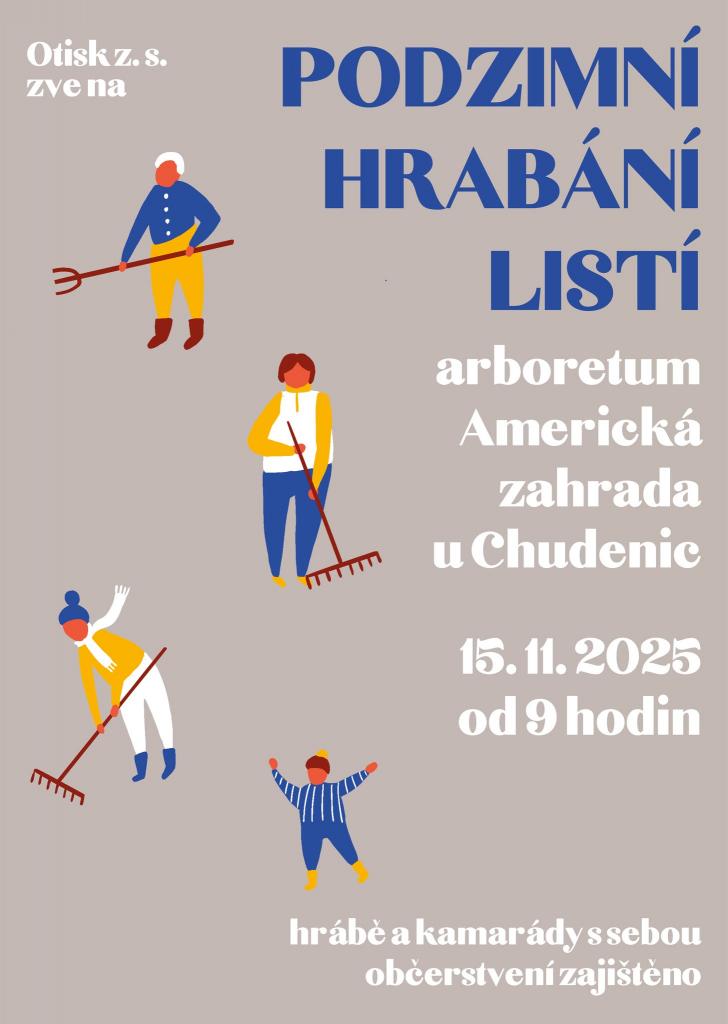 Podzimní hrabání listí v Americké zahradě 15. 11.